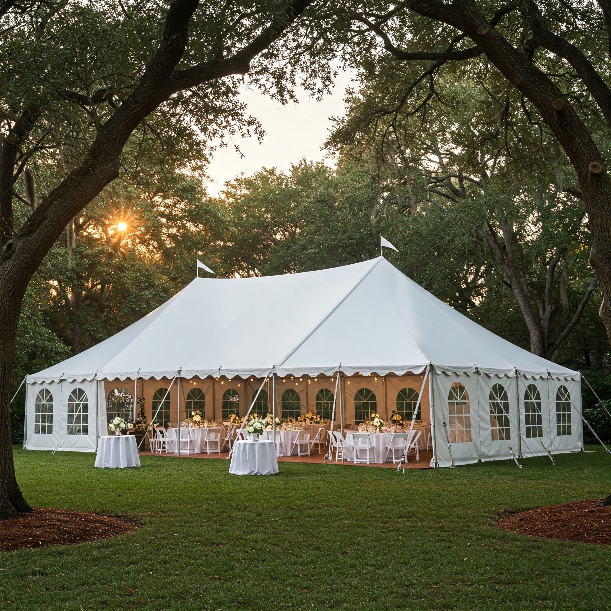 White party tent rental for outdoor weddings and celebrations
